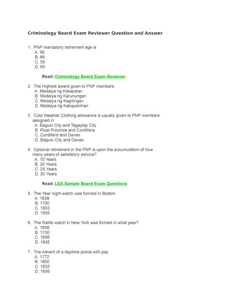 Criminology Board Exam Reviewer With Answer Key.